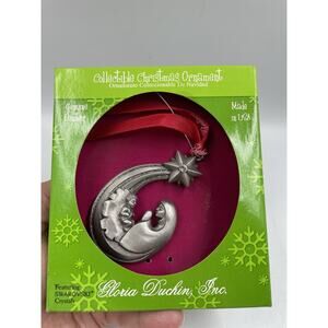 Vintage Gloria Duchin Pewter Madonna, Mother & Child Christmas Ornament